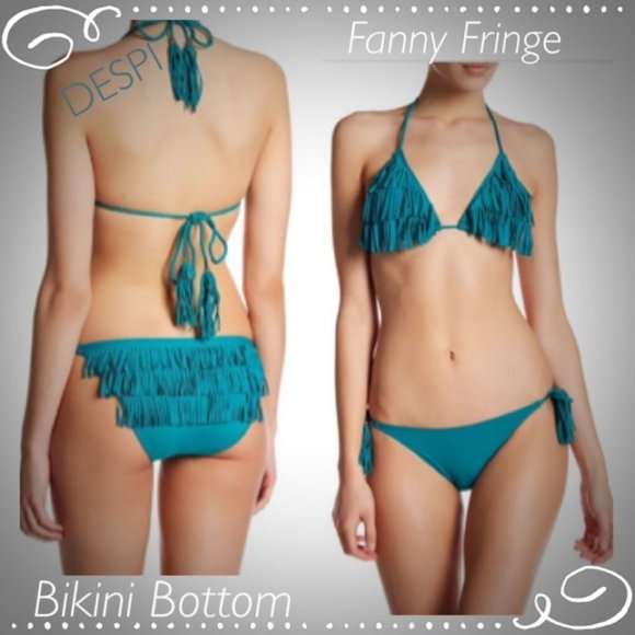 DESPI | Nordstrom Teal Fringe Tassel String Bikini Bottom NWT - Picture 4 of 6